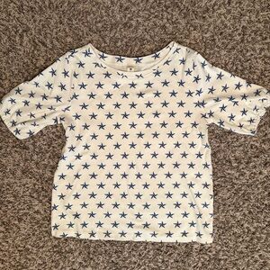 Kate Quinn XS White Tee with Navy Star Pattern